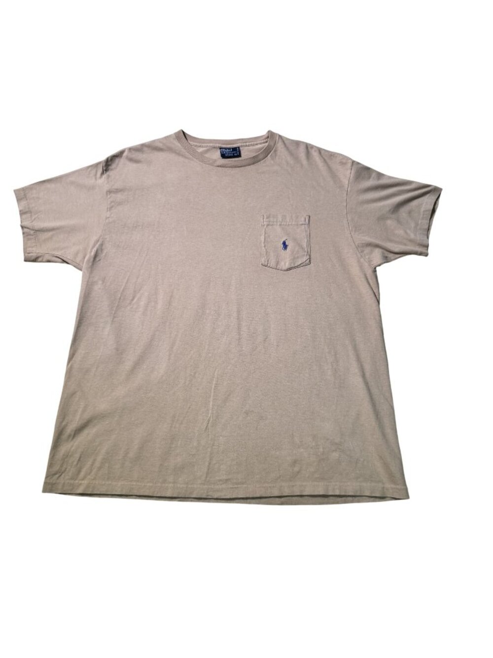 Polo Ralph Lauren Men XL Beige Pocket T Shirt Blue Pony Cotton Casual Tee